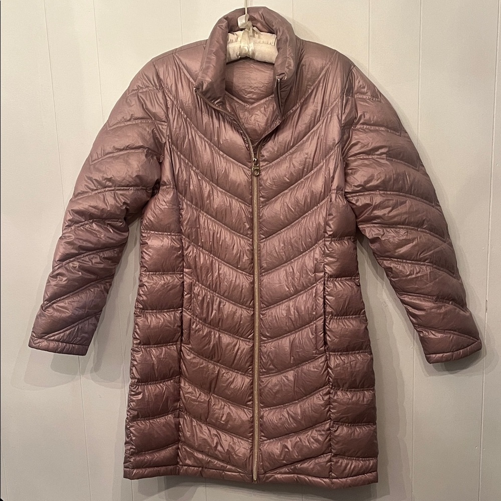 Calvin Klein Mauve Quilted Long Puffer Coat Size L